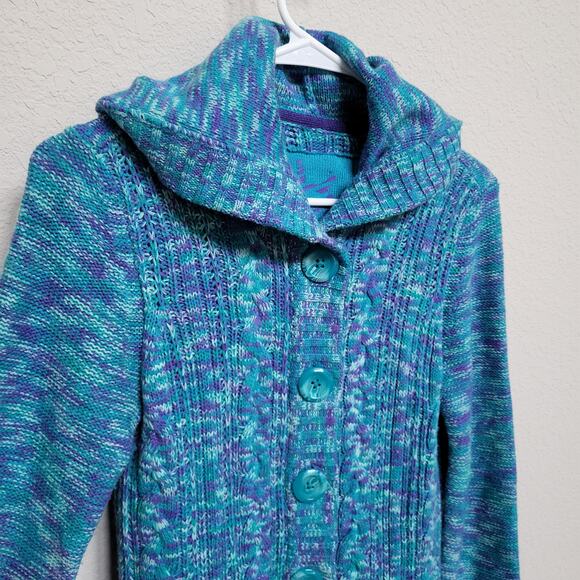 Kirra Hooded Cardigan Womens XS Button Up Fall Winter Casual Pockets Colorful - Picture 4 of 11